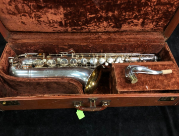 Vintage Silver Plate Buescher 400 Tenor Saxophone, Serial #417058